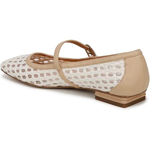 Franco Sarto Womens Ivory White Cage Faux Leather Tinsley Mary Jane Ballet Flats - Picture 8 of 9